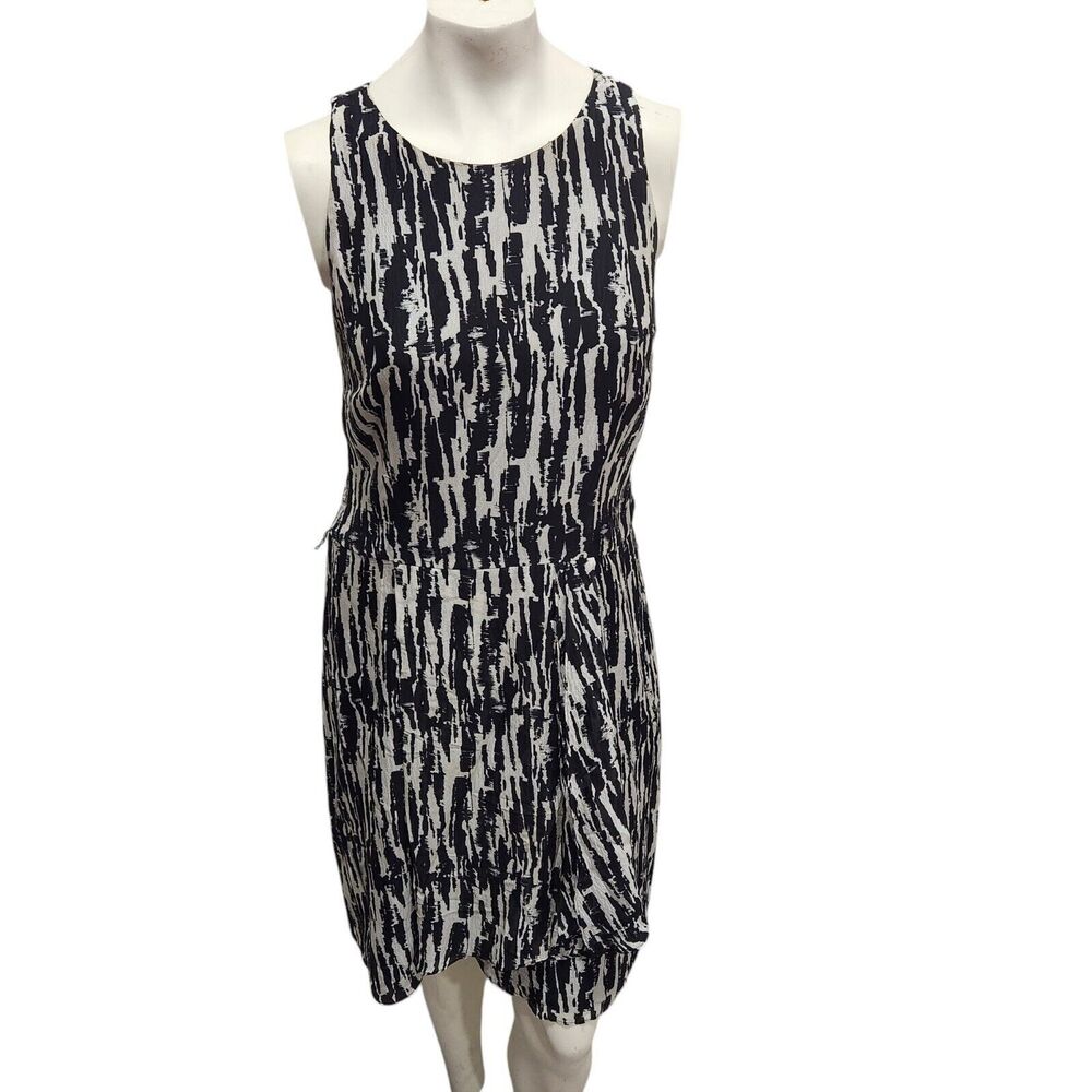 Ann Taylor Faux Wrap Shift Dress 100 Percent Silk Career Office Geometric Artsy
